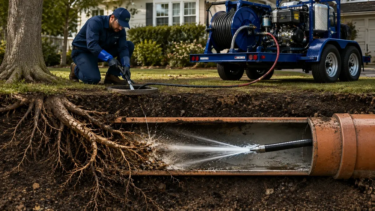 Tree Root Removal with Hydro Jetting in Forest Falls